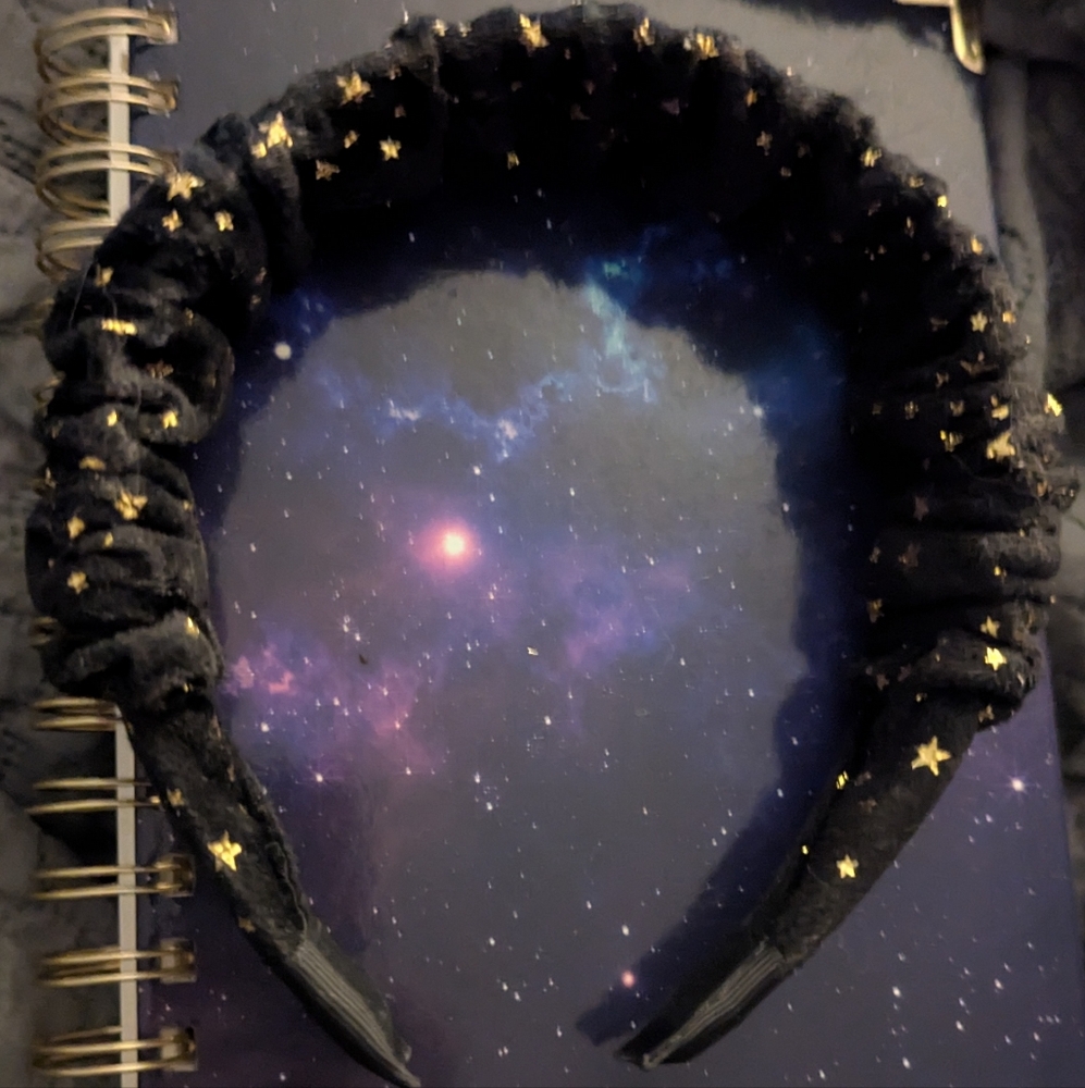 Velvet Black & Gold Star Headband